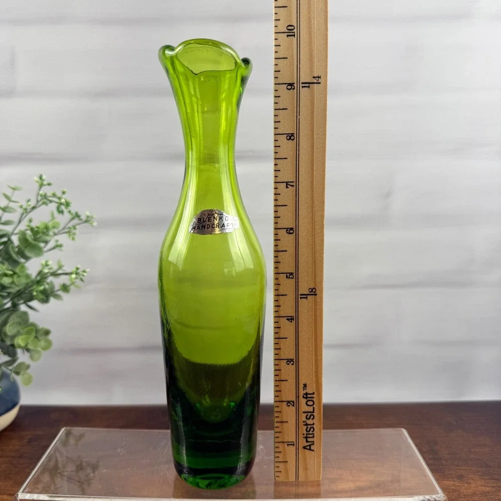 Blenko 64B Olive Green Glass Bud Vase